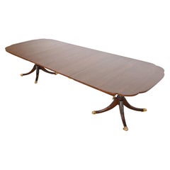 Kindel Furniture Georgian Mahogany Double Pedestal Dining Table, Refinished