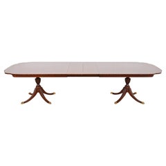 Kindel Furniture Georgian Mahogany Double Pedestal Dining Table, Refinished