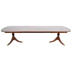 Kindel Furniture Georgian Mahogany Double Pedestal Dining Table, Refinished