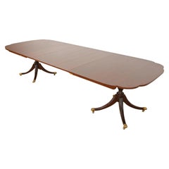 Kindel Furniture Georgian Mahogany Double Pedestal Dining Table, Refinished