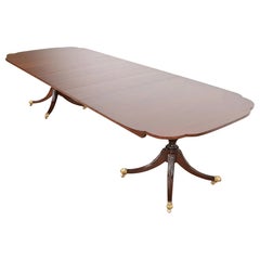 Kindel Furniture Georgian Mahogany Double Pedestal Dining Table, Refinished