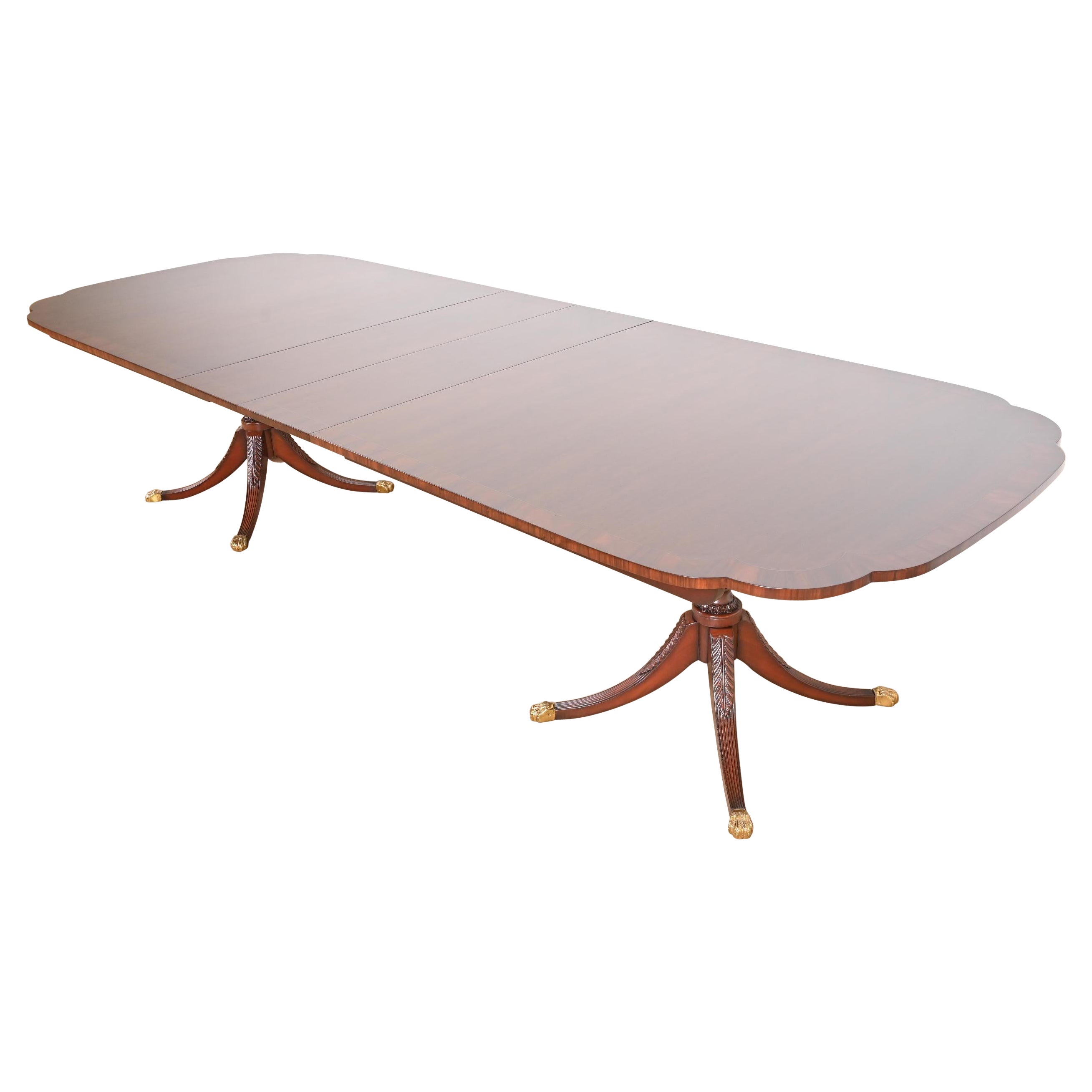 Kindel Furniture Georgian Mahogany Double Pedestal Extension Dining Table
