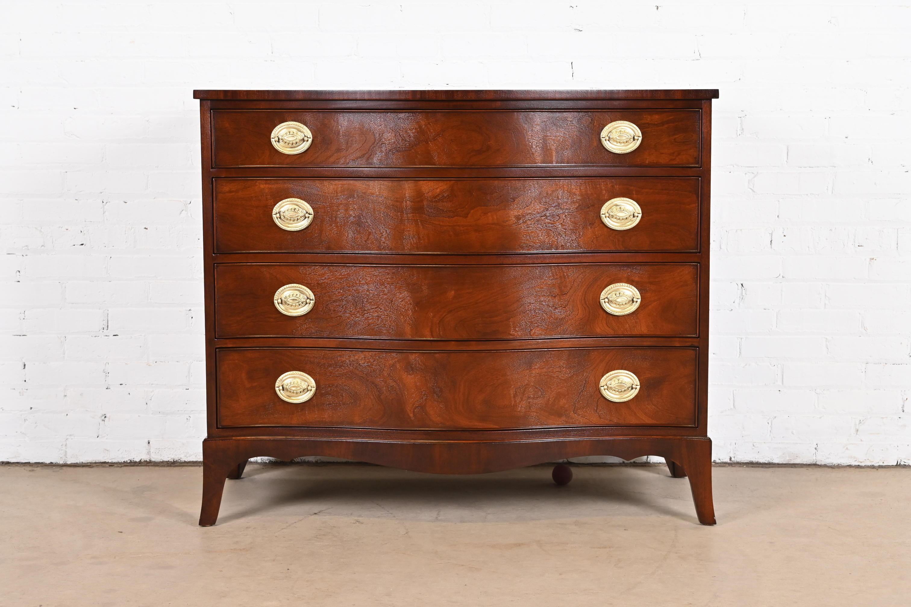 American Kindel Furniture Georgian Mahogany Serpentine Front Chest of Drawers, Refinished