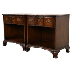 Kindel Furniture Georgian Solid Mahogany Block Front Nightstands, Pair