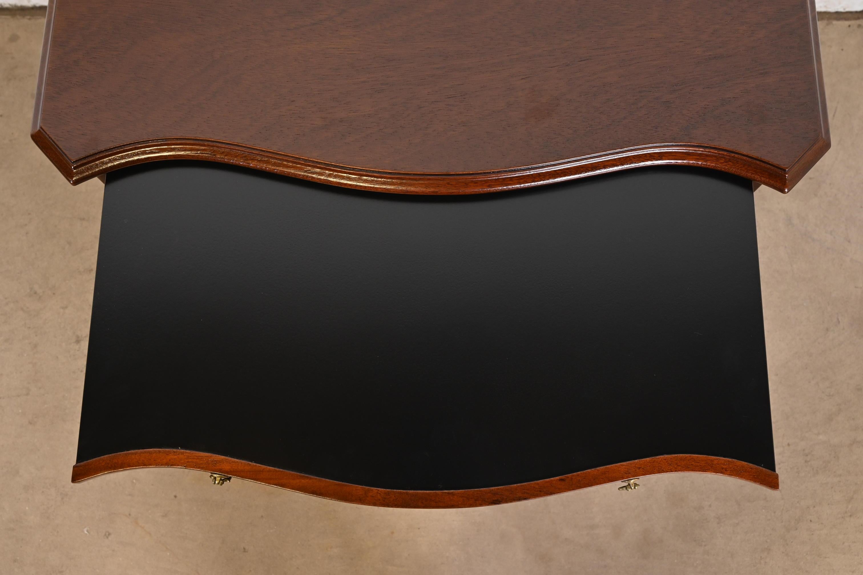 Kindel Furniture Georgian Solid Mahogany Serpentine Front Nightstands, Pair 1