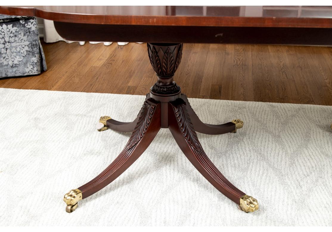 Kindel Furniture Georgian Style Mahogany Double Pedestal Dining Table In Distressed Condition For Sale In Bridgeport, CT