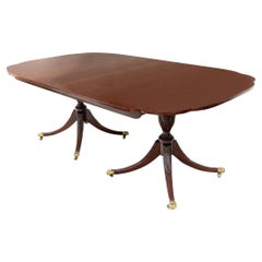 Retro Kindel Furniture Georgian Style Mahogany Double Pedestal Dining Table