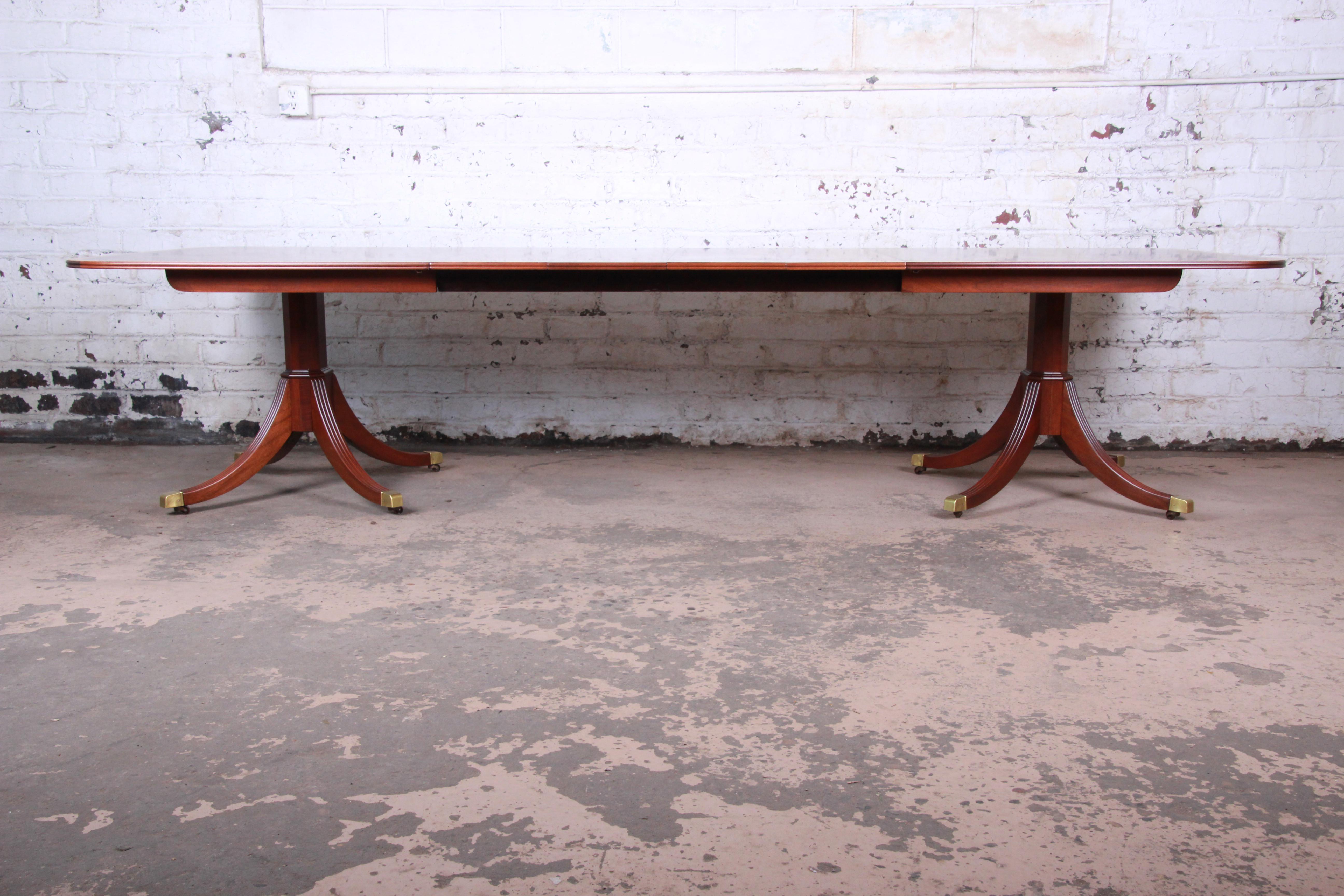 Kindel Furniture Georgian Style Mahogany Double Pedestal Extension Dining Table 1