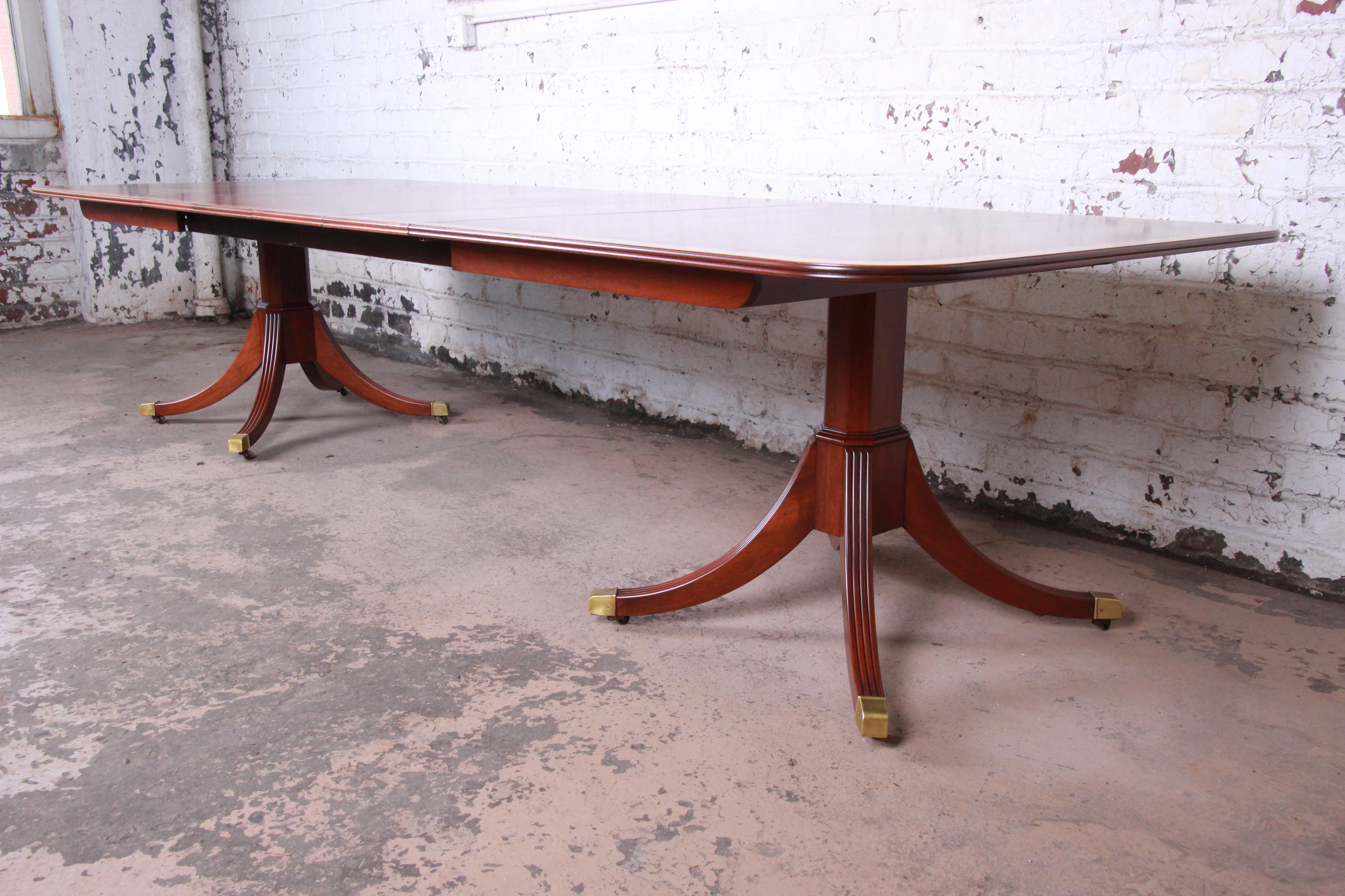 Kindel Furniture Georgian Style Mahogany Double Pedestal Extension Dining Table 2