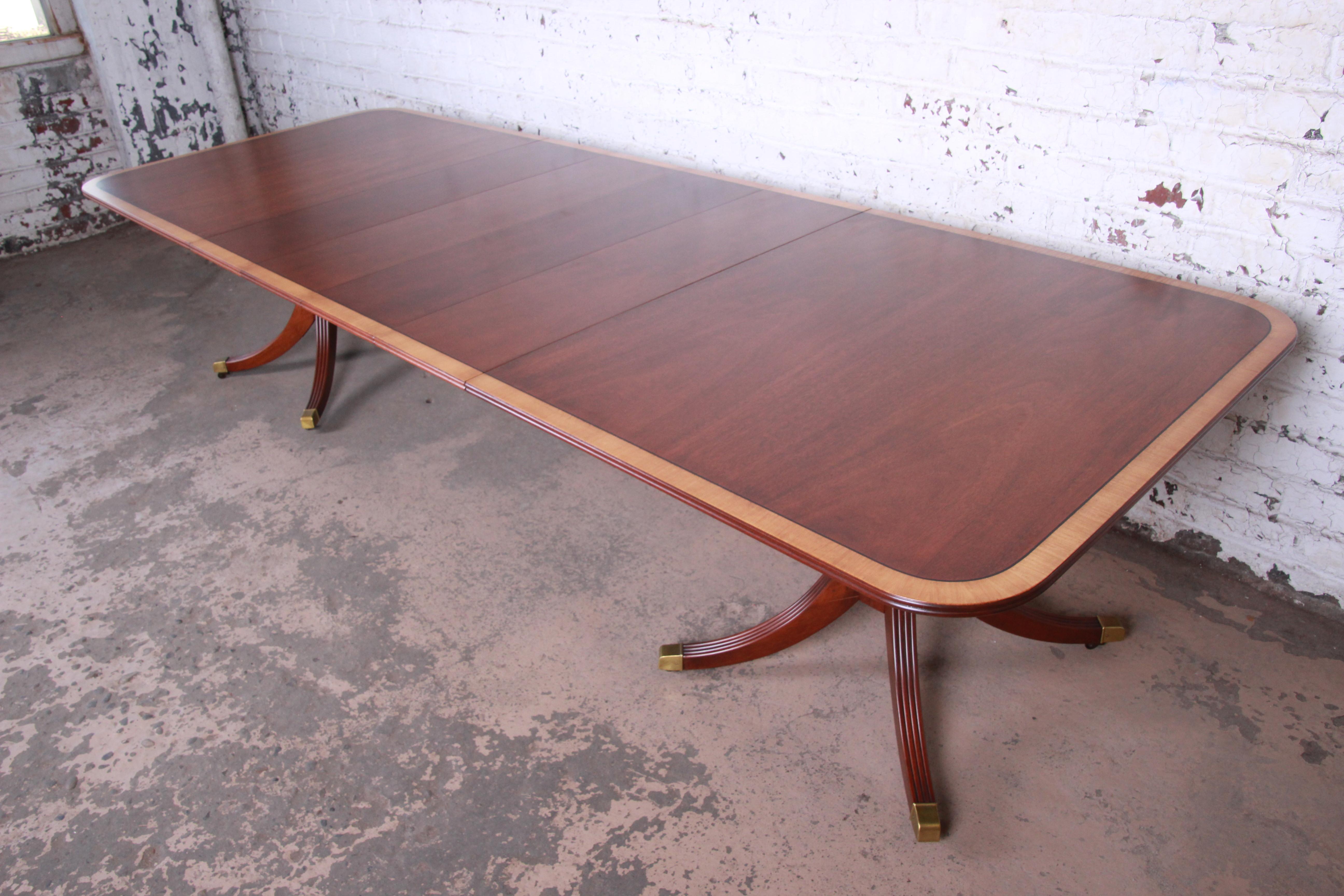 Kindel Furniture Georgian Style Mahogany Double Pedestal Extension Dining Table 3