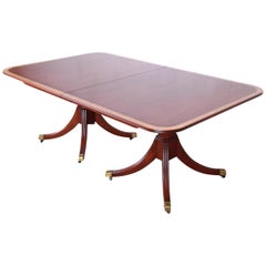 Kindel Furniture Georgian Style Mahogany Double Pedestal Extension Dining Table