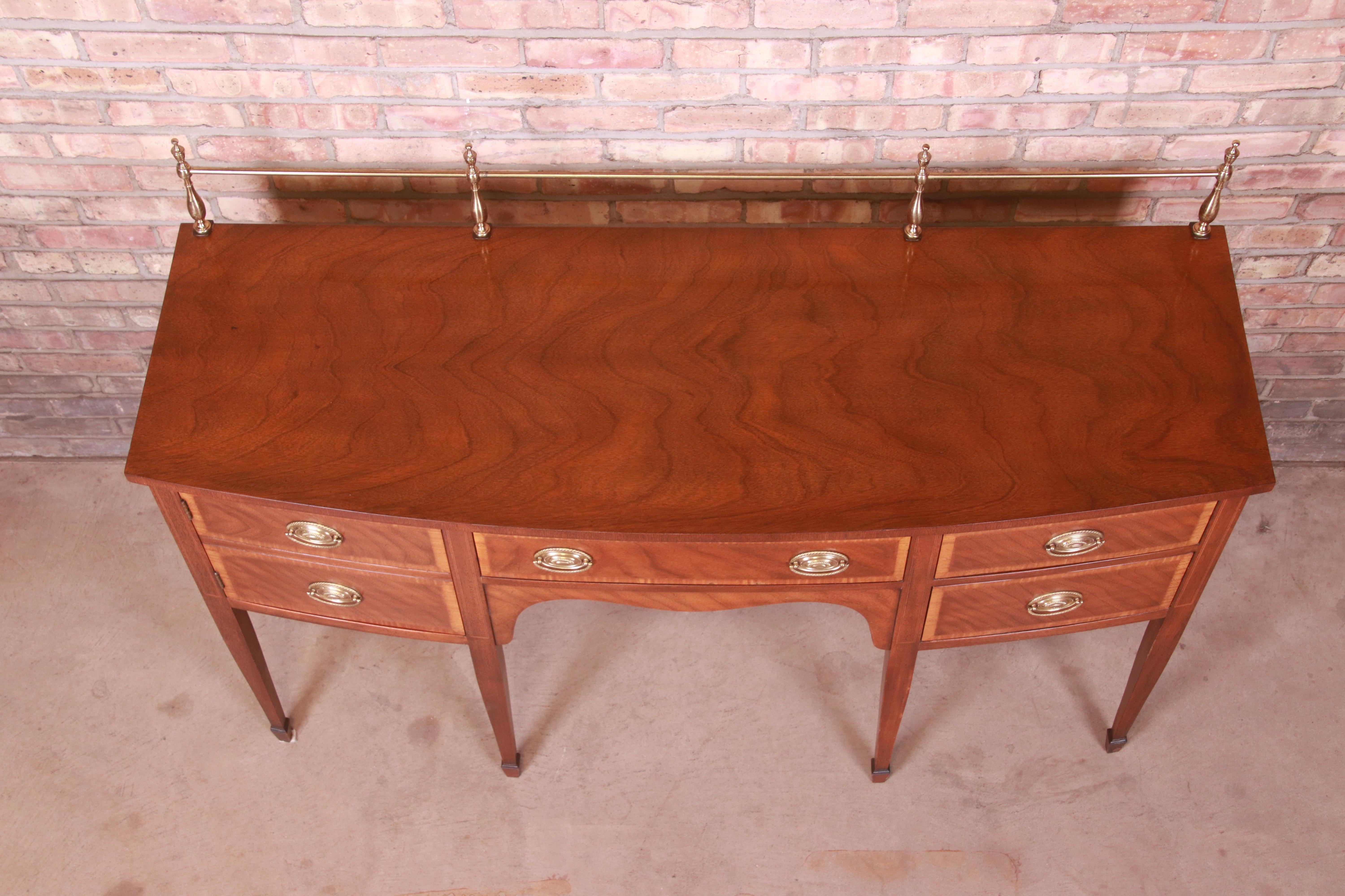 Kindel Furniture Hepplewhite Mahogany Sideboard Credenza with Brass Gallery 8