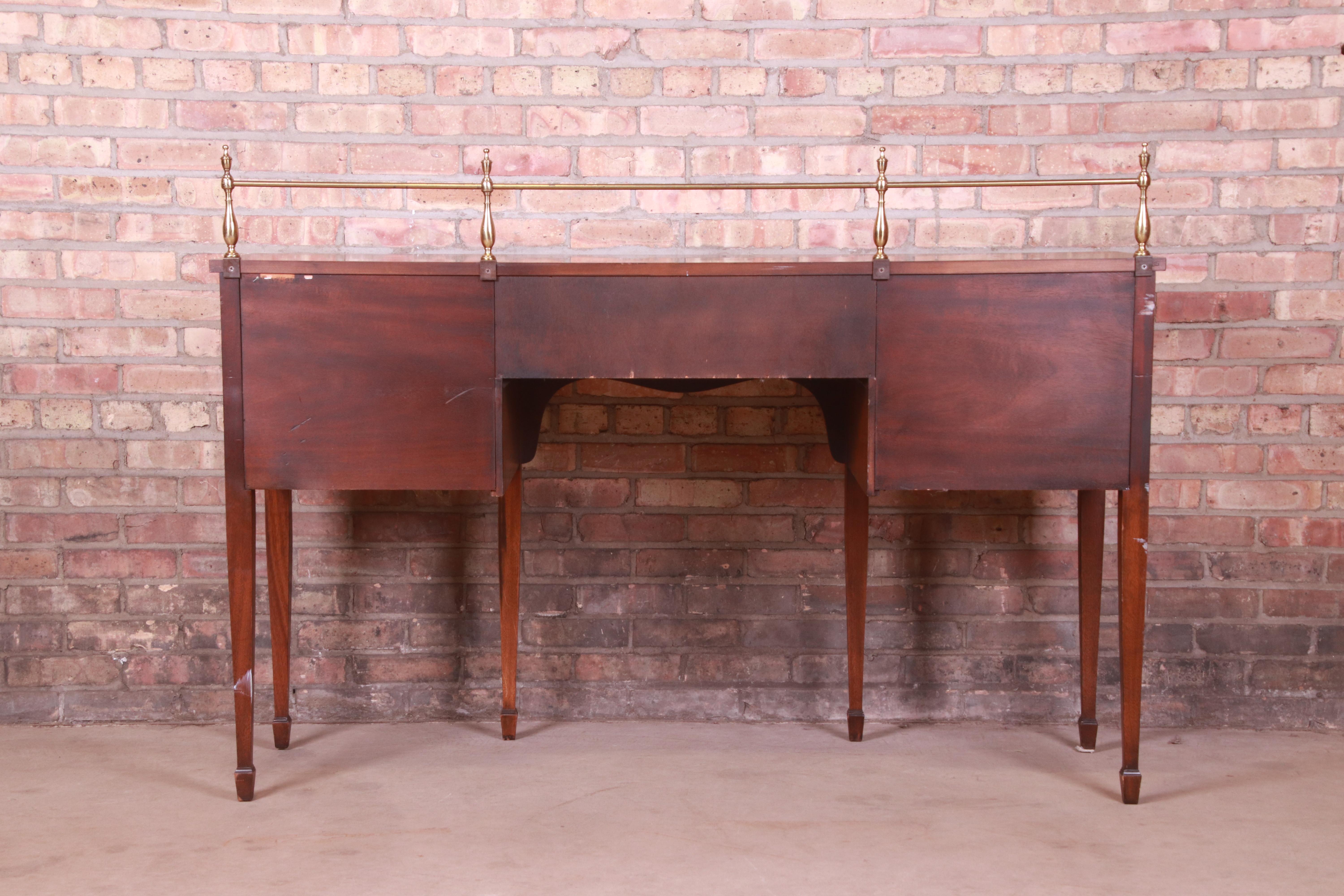 Kindel Furniture Hepplewhite Mahogany Sideboard Credenza with Brass Gallery 11