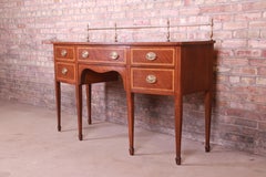 Kindel Furniture Hepplewhite Mahogany Sideboard Credenza with Brass Gallery