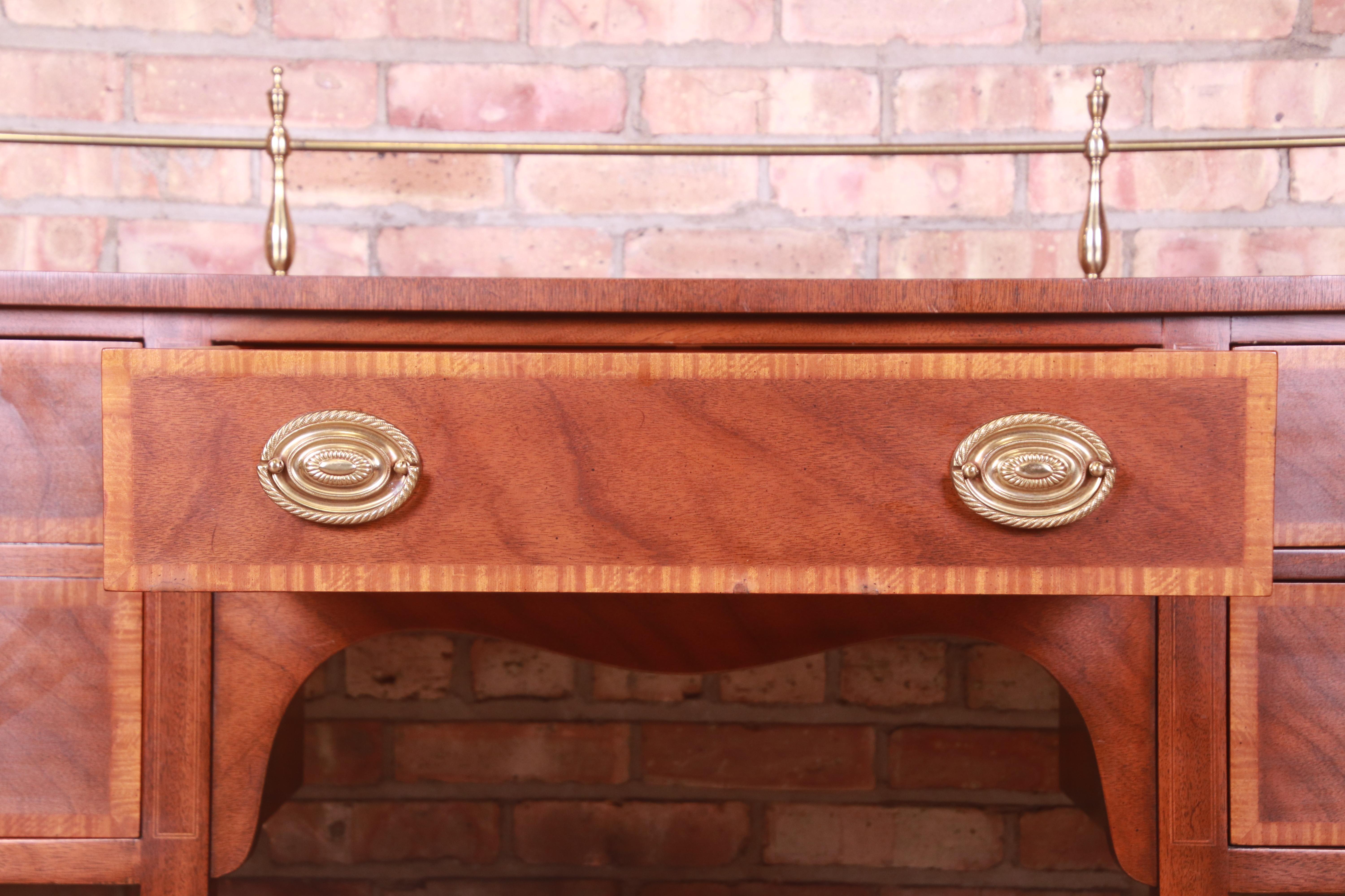 Kindel Furniture Hepplewhite Mahogany Sideboard Credenza with Brass Gallery 4