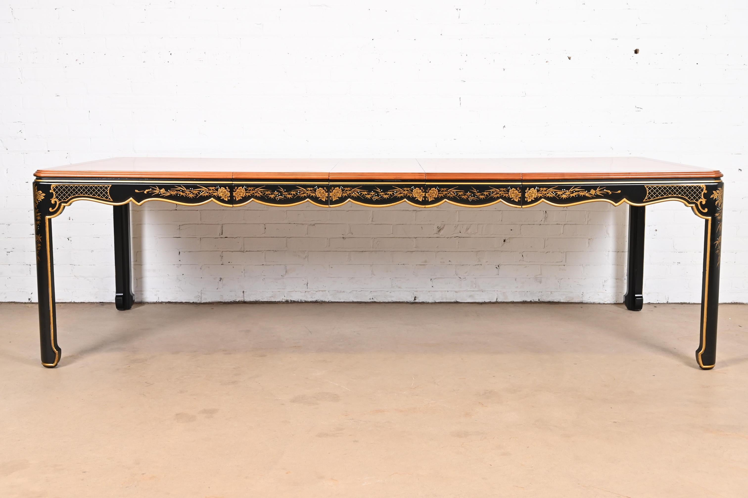 Mid-Century Modern Kindel Furniture Hollywood Regency Chinoiserie Dining Table, Newly Refinished For Sale