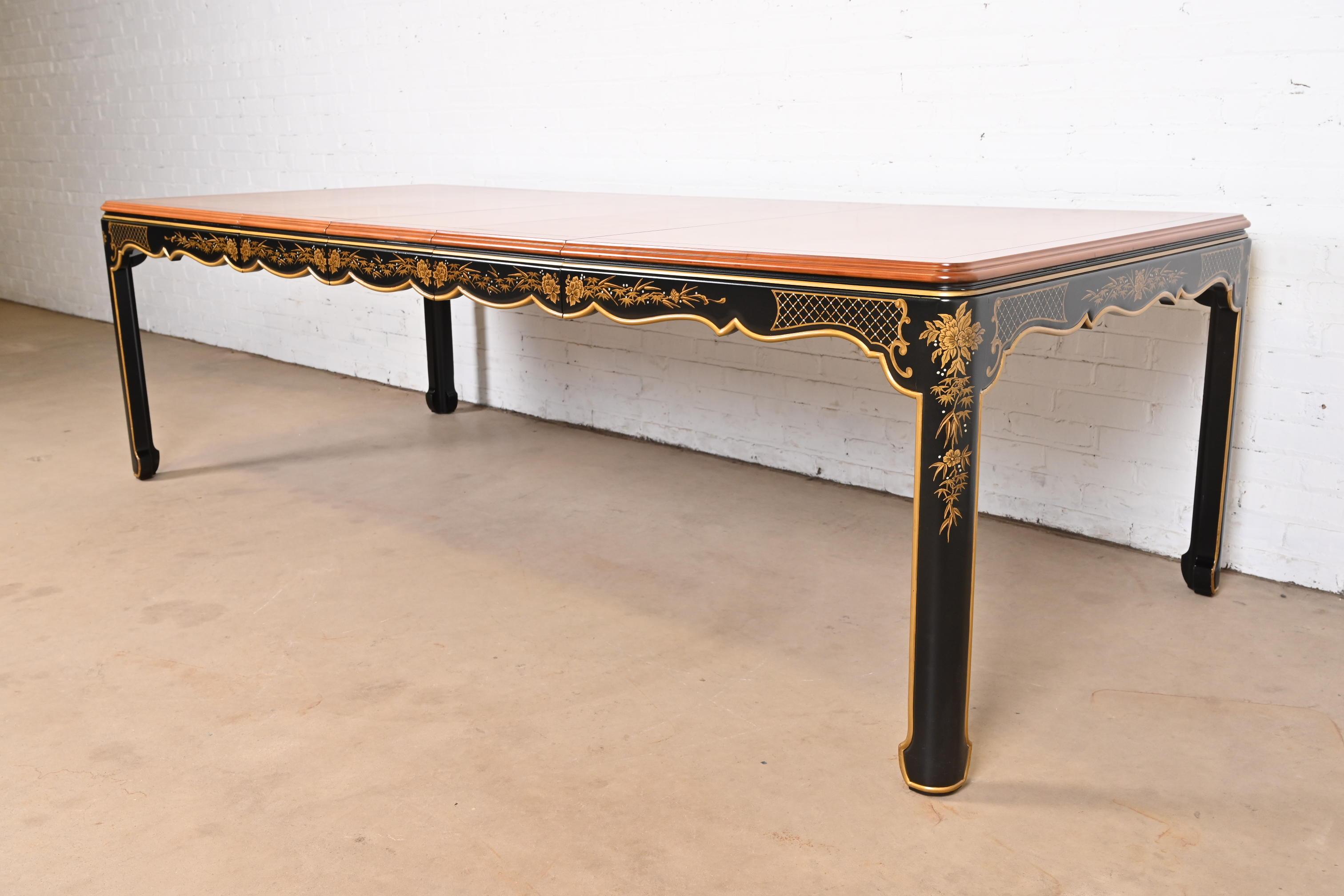 Kindel Furniture Hollywood Regency Chinoiserie Dining Table, Newly Refinished In Good Condition For Sale In South Bend, IN