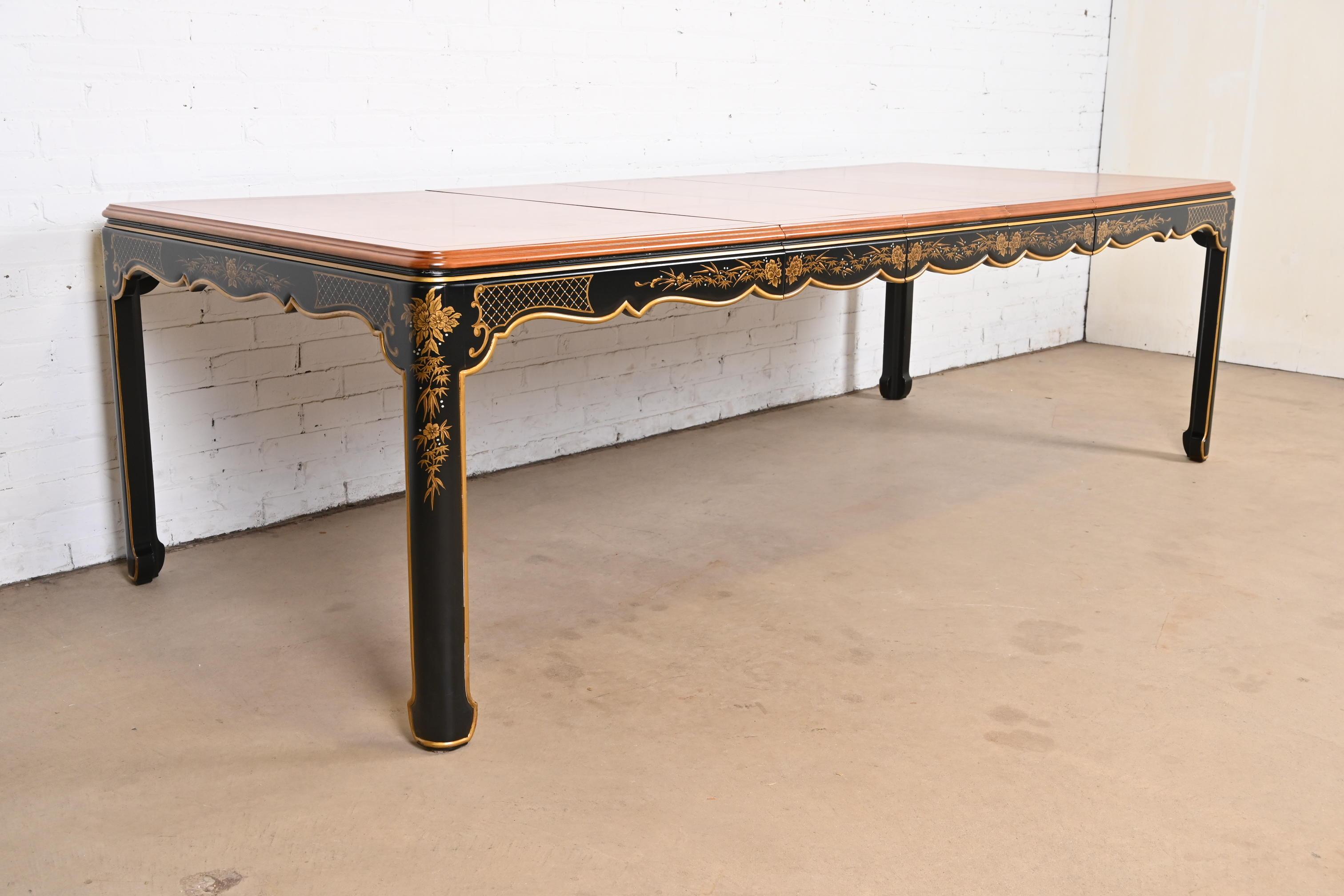 Burl Kindel Furniture Hollywood Regency Chinoiserie Dining Table, Newly Refinished For Sale