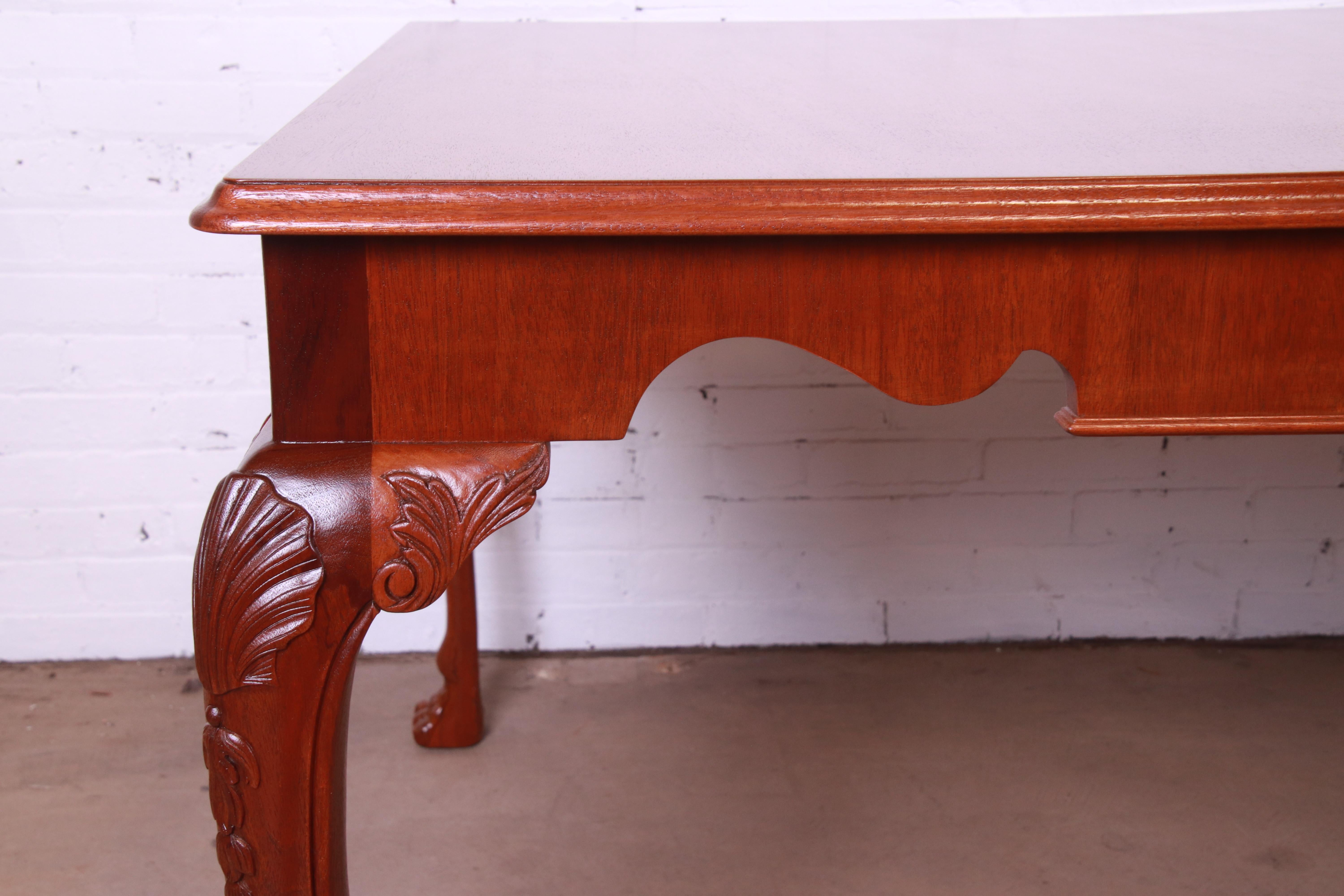 Kindel Furniture Irish Georgian Carved Mahogany Dining Table, Newly Refinished For Sale 2