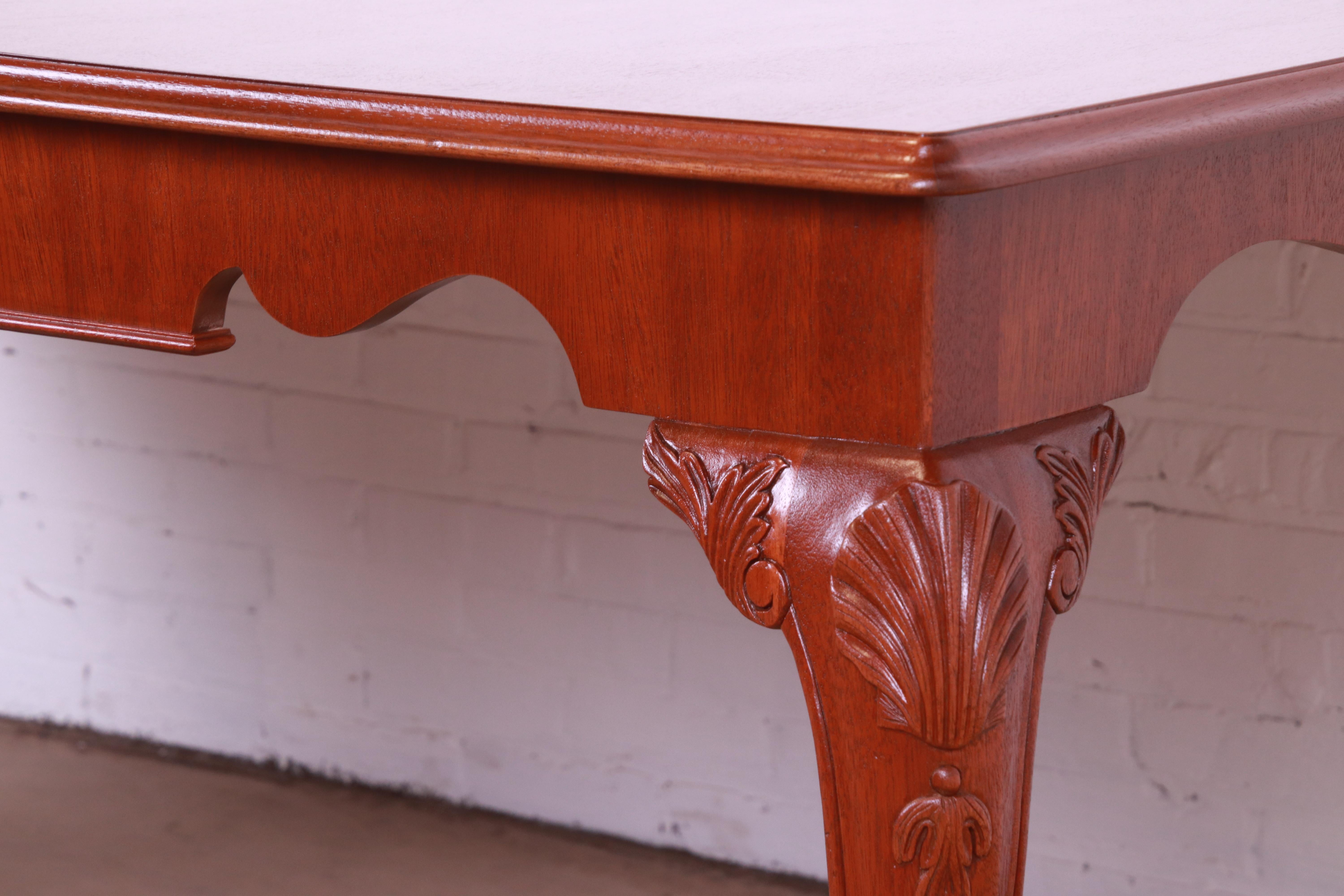 Kindel Furniture Irish Georgian Carved Mahogany Dining Table, Newly Refinished For Sale 3