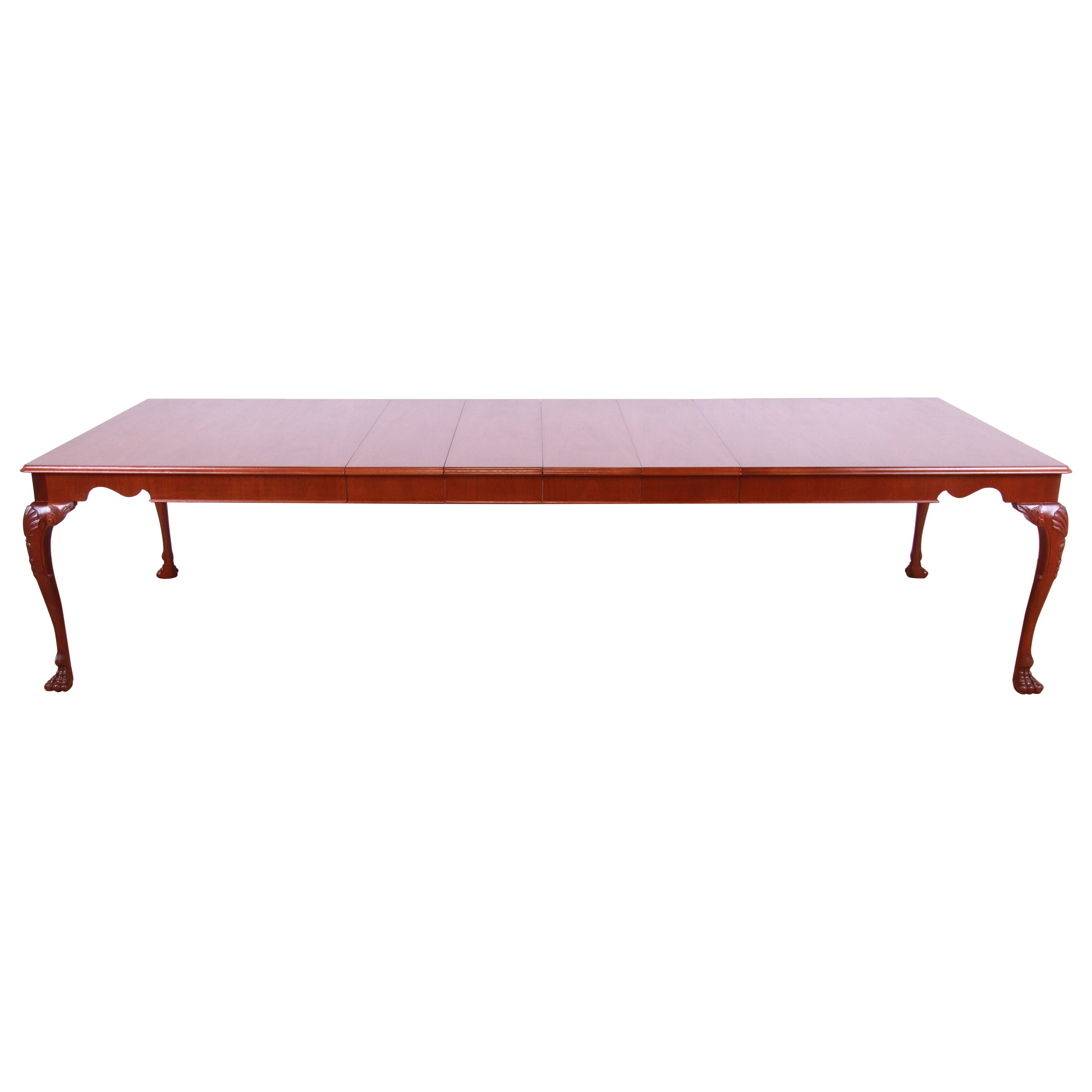 Kindel Furniture Irish Georgian Carved Mahogany Dining Table, Newly Refinished
