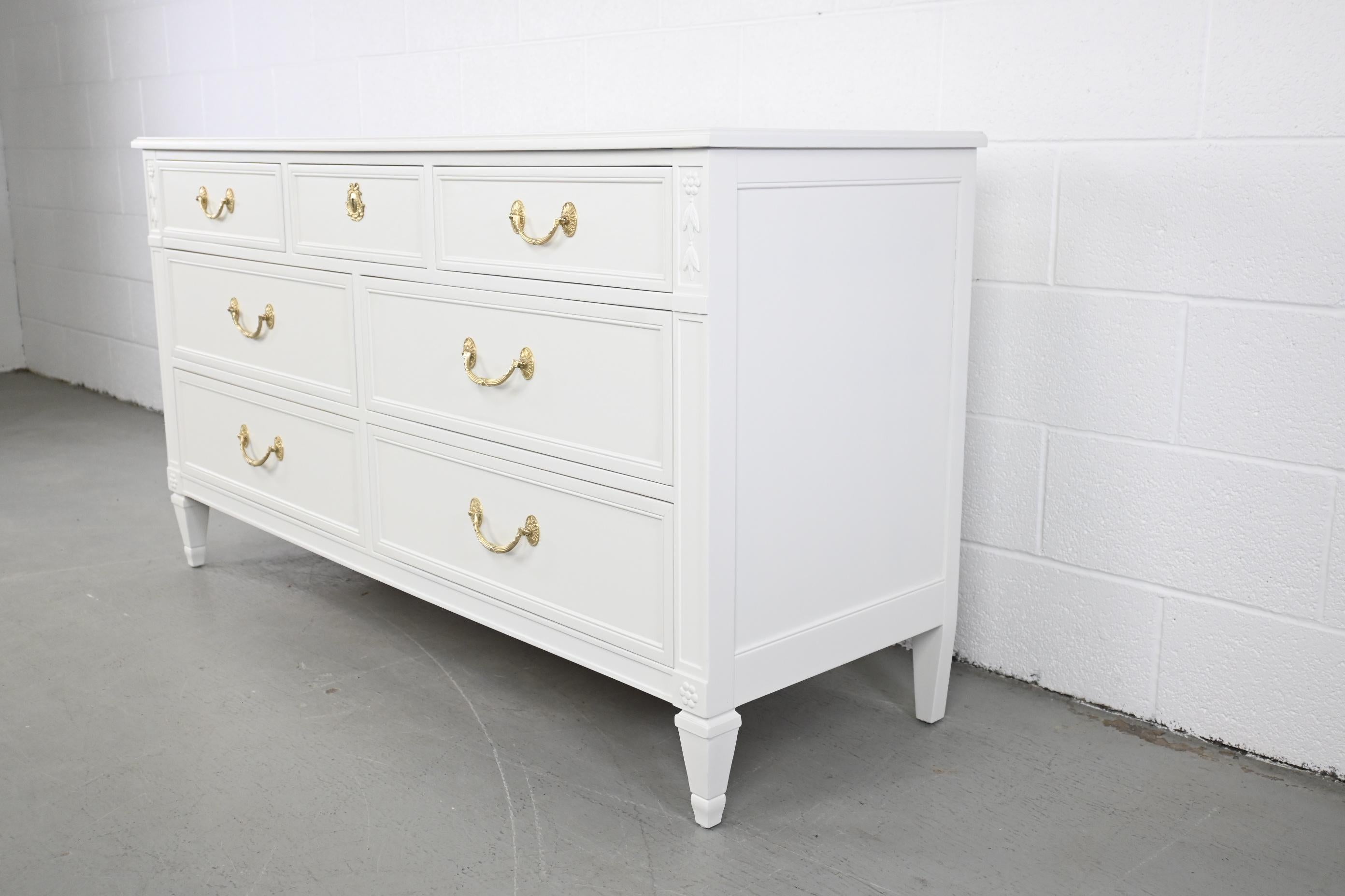 American Kindel Furniture Ivory Lacquered French Regency Style Dresser