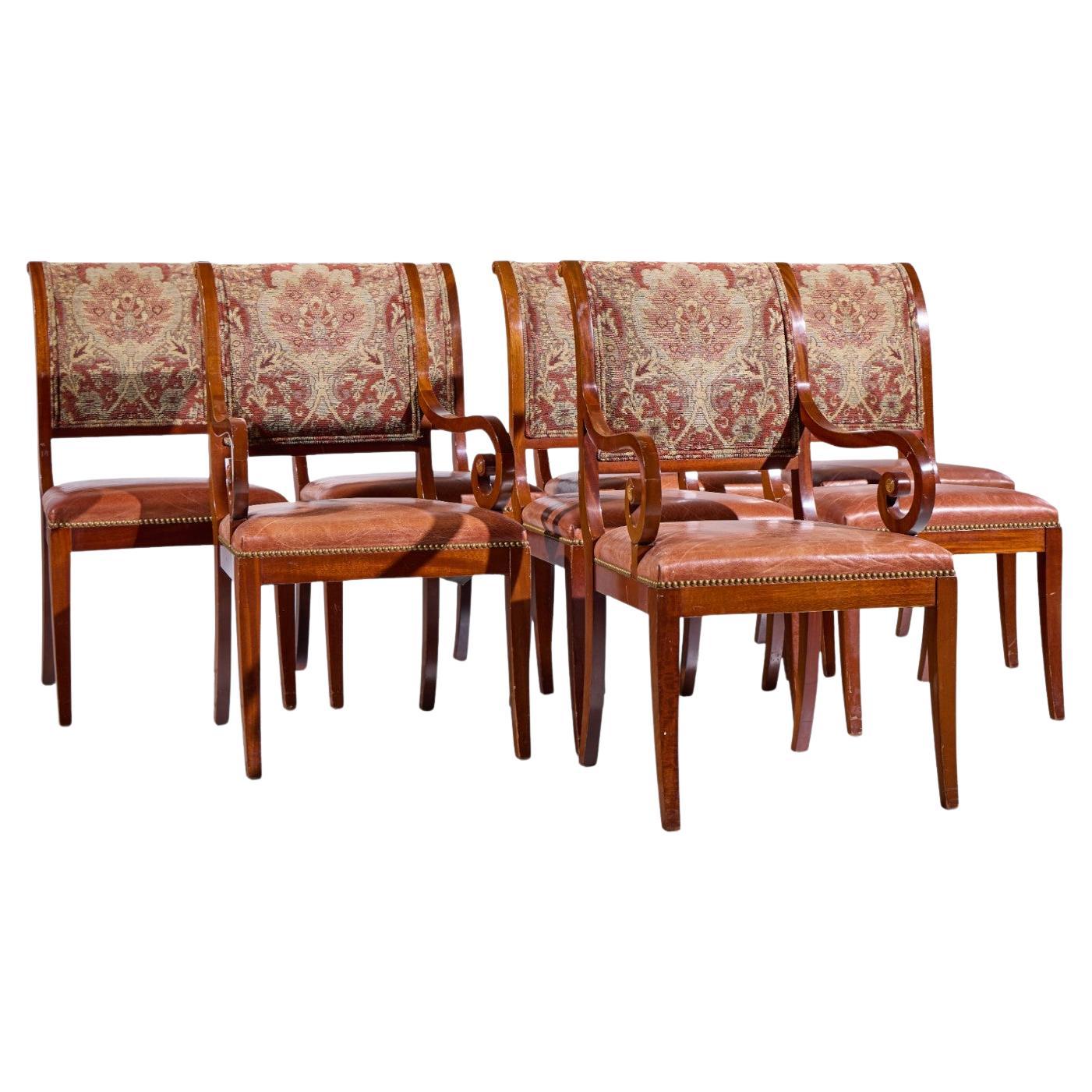 Kindel Furniture Mahogany Sleigh Back Dining Chairs - Set of 8 For Sale