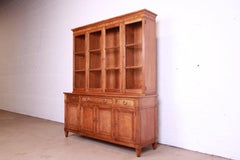 Kindel Furniture Mid-Century French Regency Cherry Breakfront Bookcase Cabinet