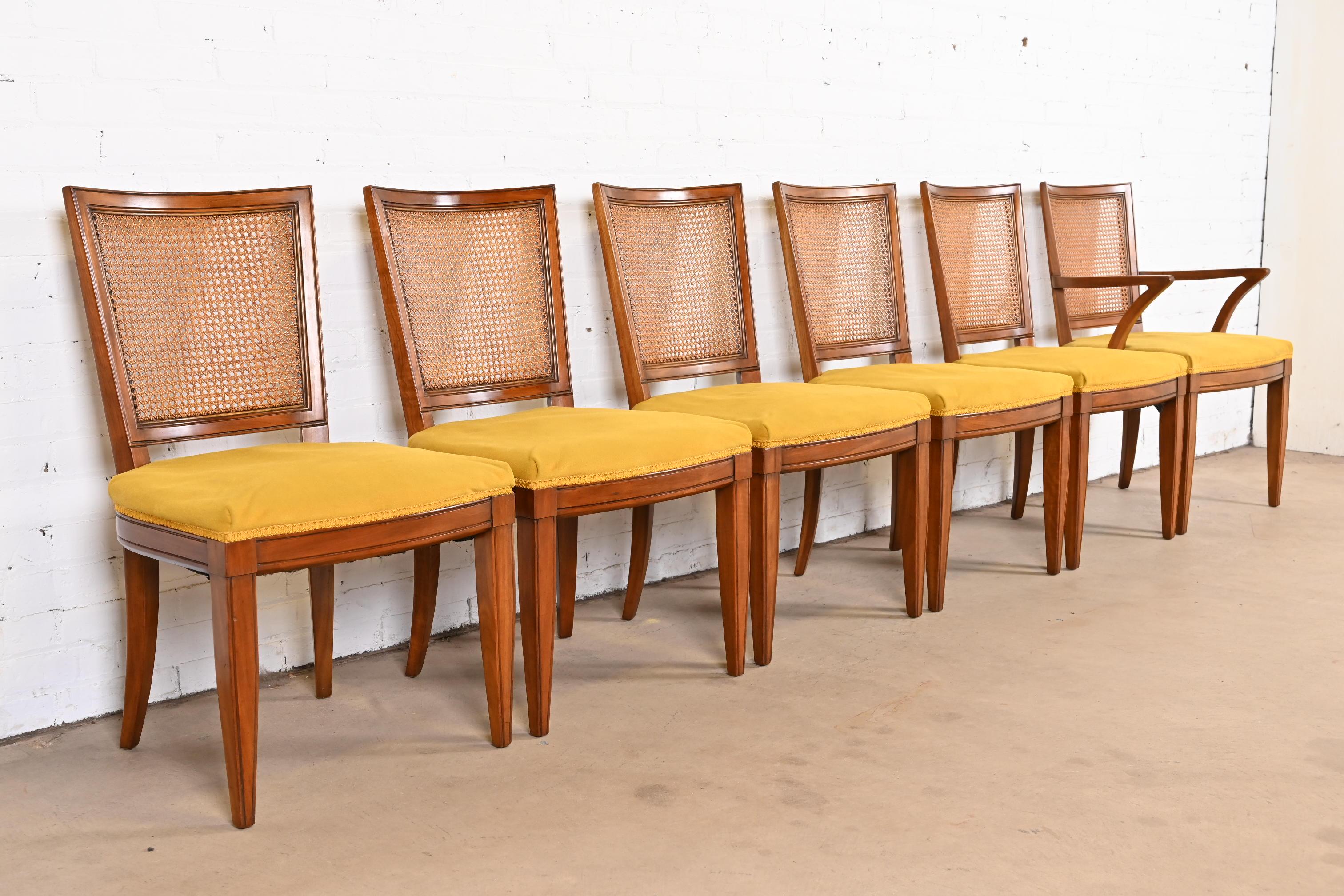 Mid-20th Century Kindel Furniture Midcentury French Regency Cherry Wood and Cane Dining Chairs