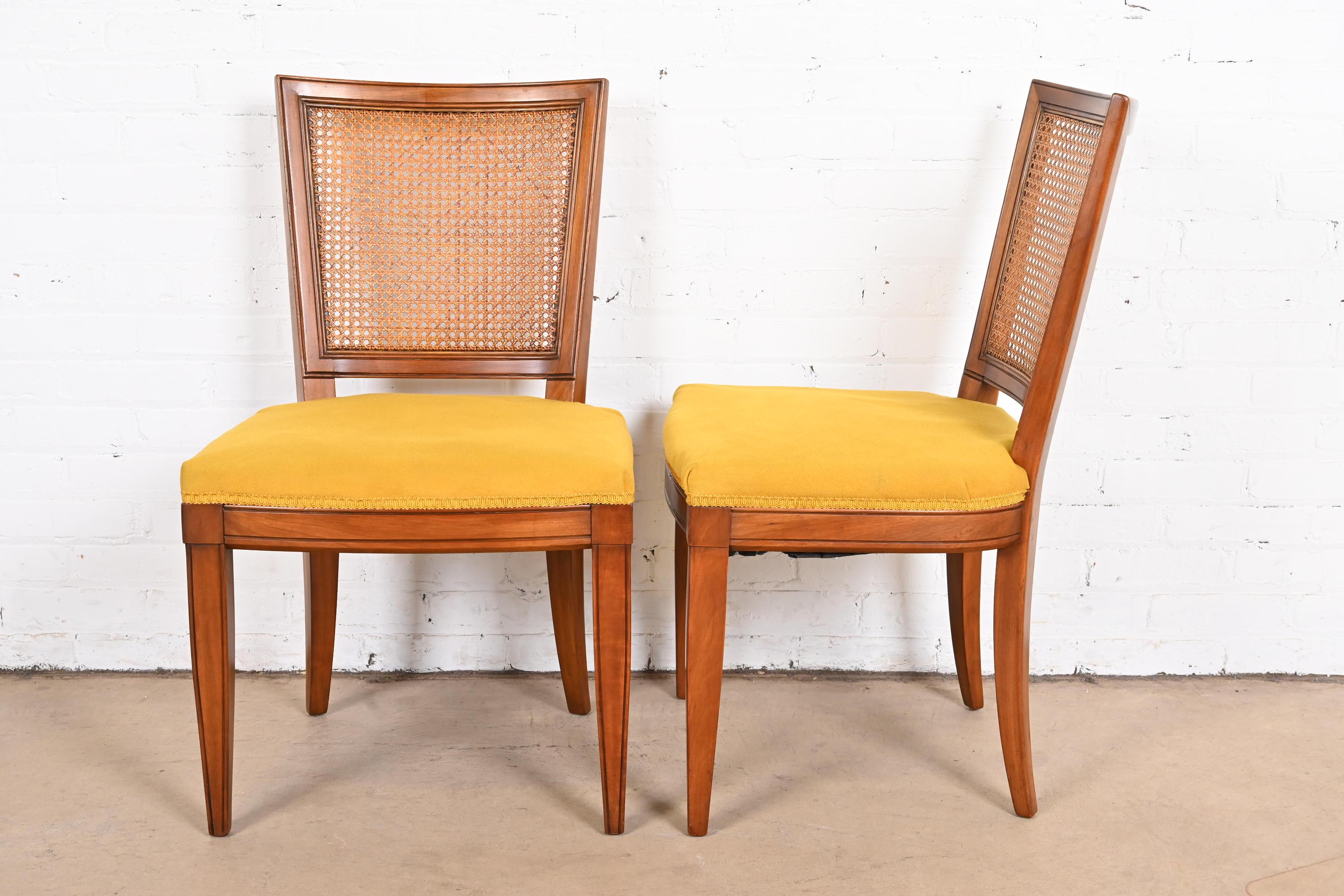 Kindel Furniture Midcentury French Regency Cherry Wood and Cane Dining Chairs 1