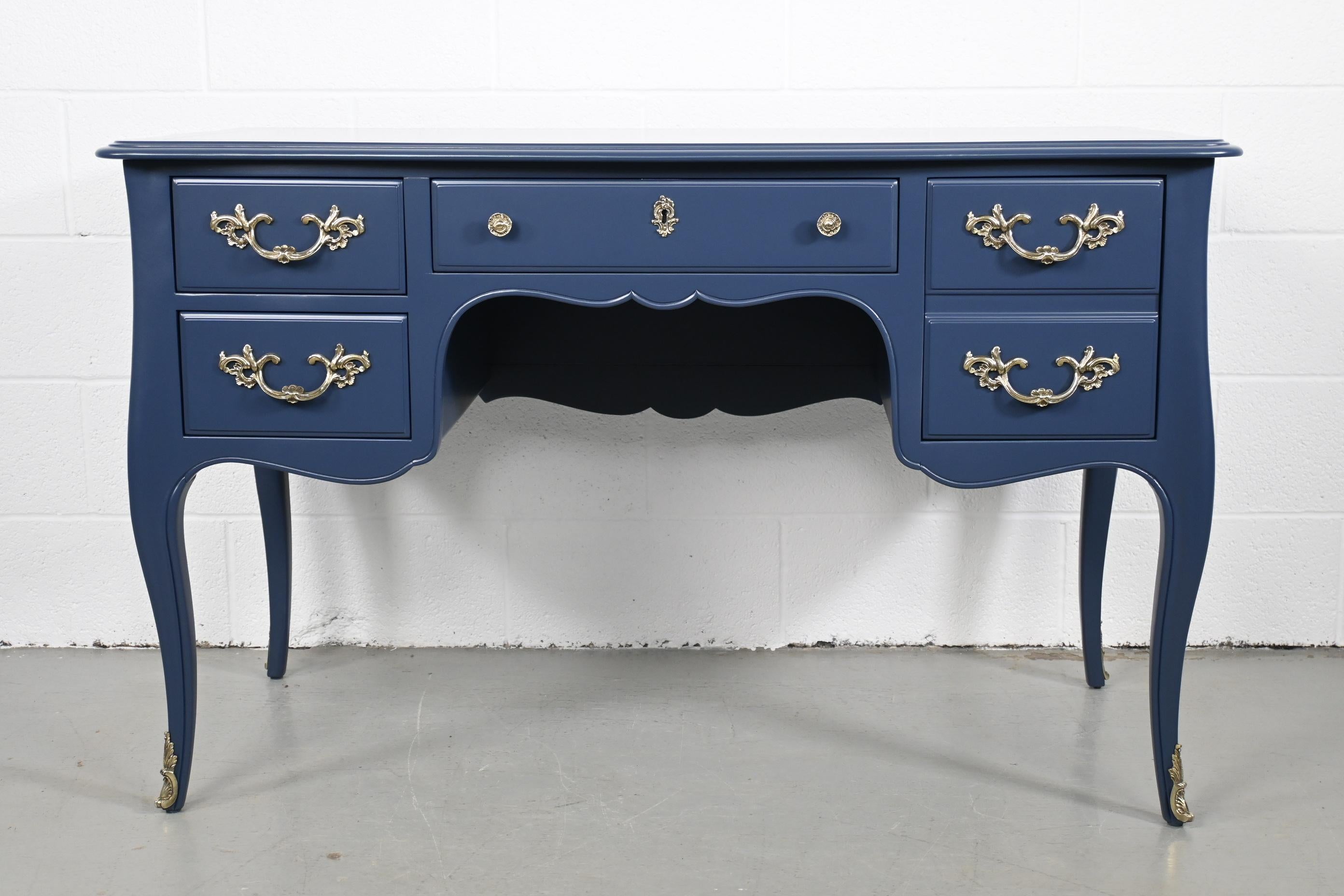 Rococo Kindel Furniture Navy French Desk With Brass Ormolu