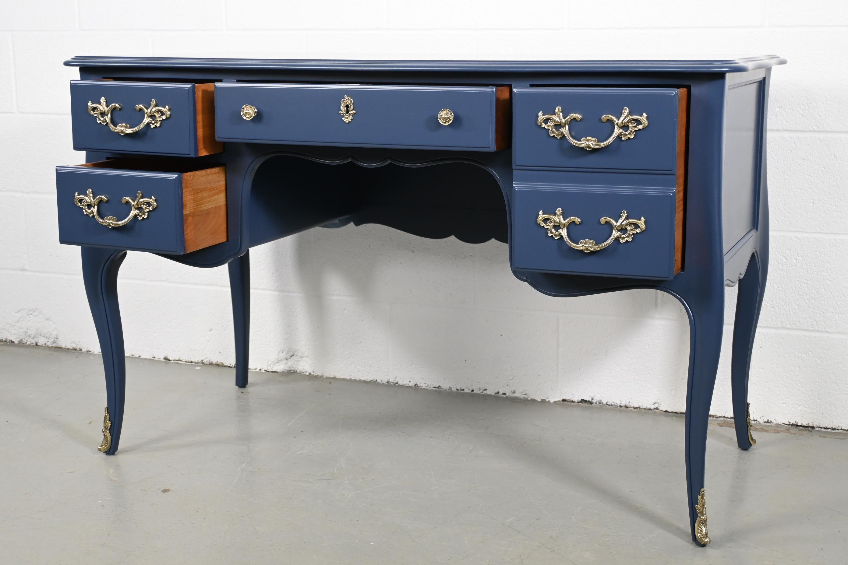 Wood Kindel Furniture Navy French Desk With Brass Ormolu
