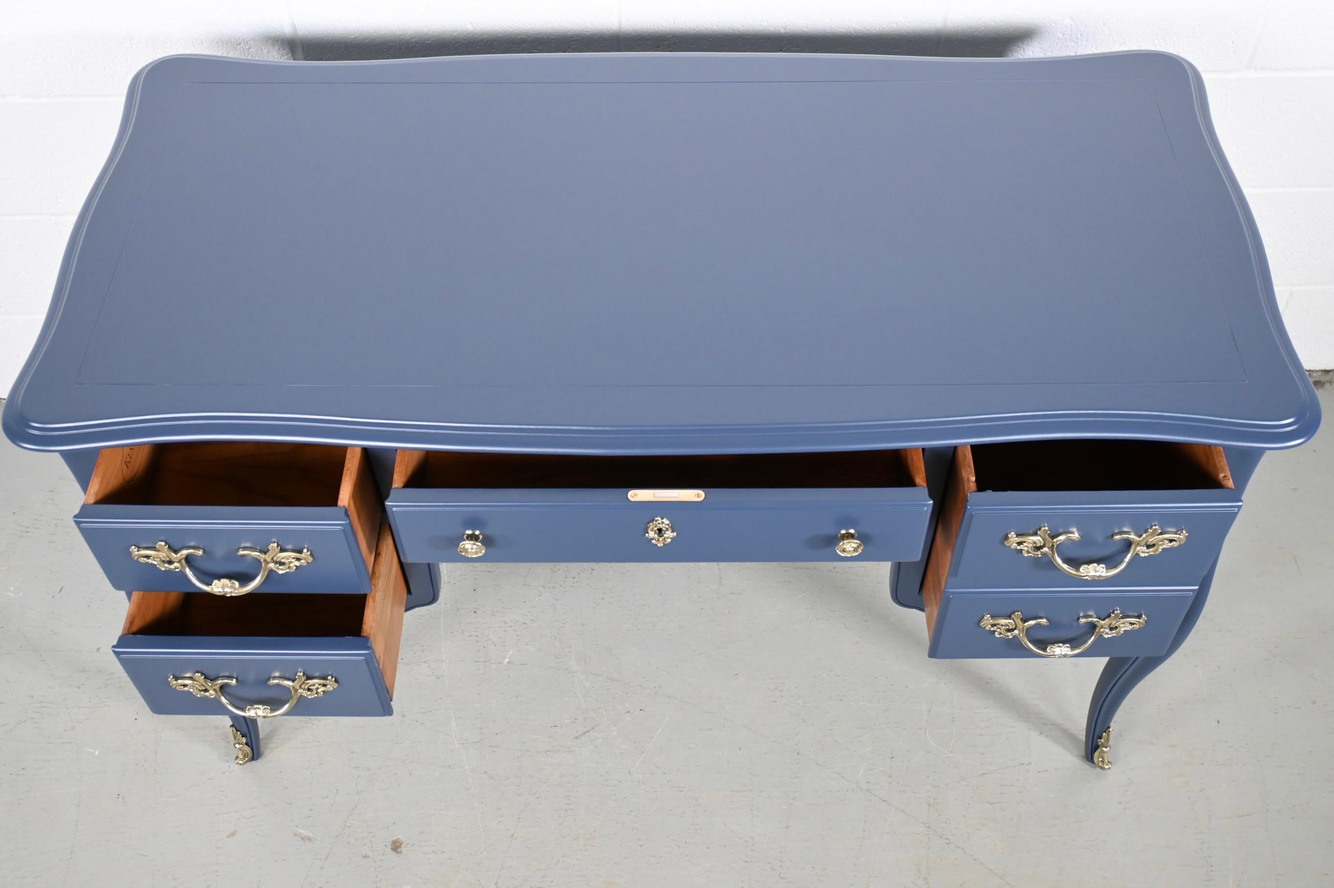 Kindel Furniture Navy French Desk With Brass Ormolu 1