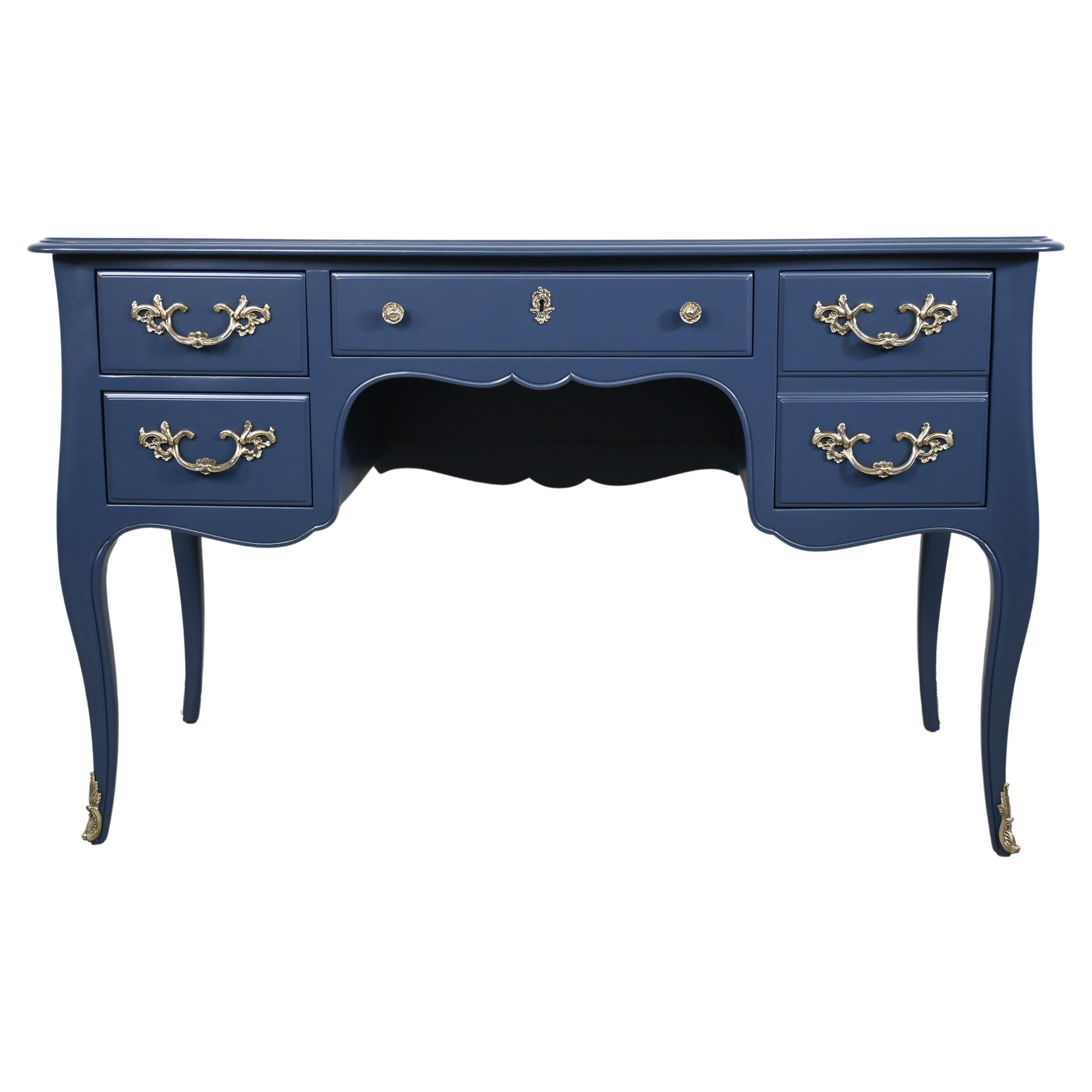 Kindel Furniture Navy French Desk With Brass Ormolu