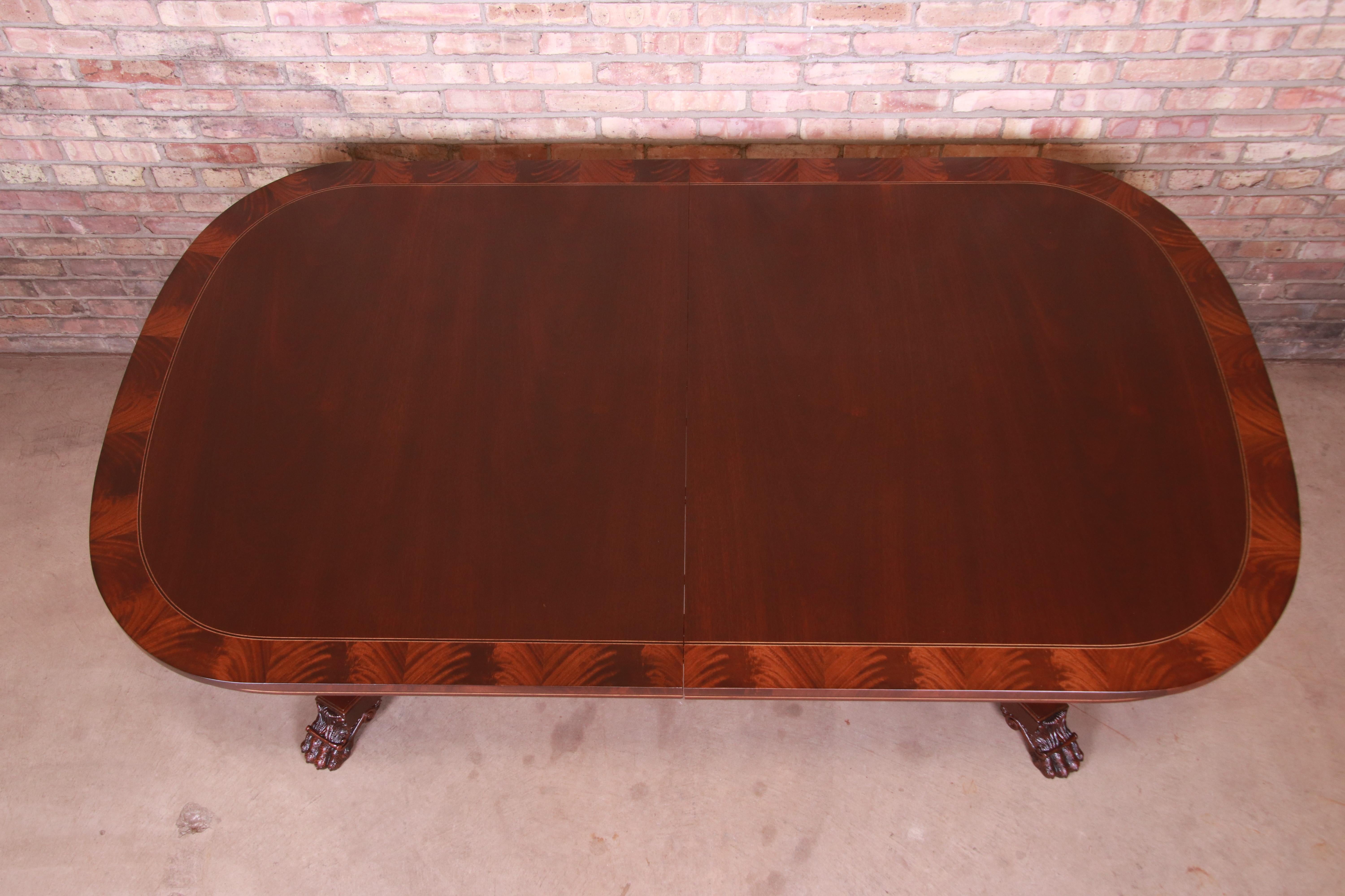 Kindel Furniture Neoclassical Banded Mahogany Dining Table, Newly Refinished 10