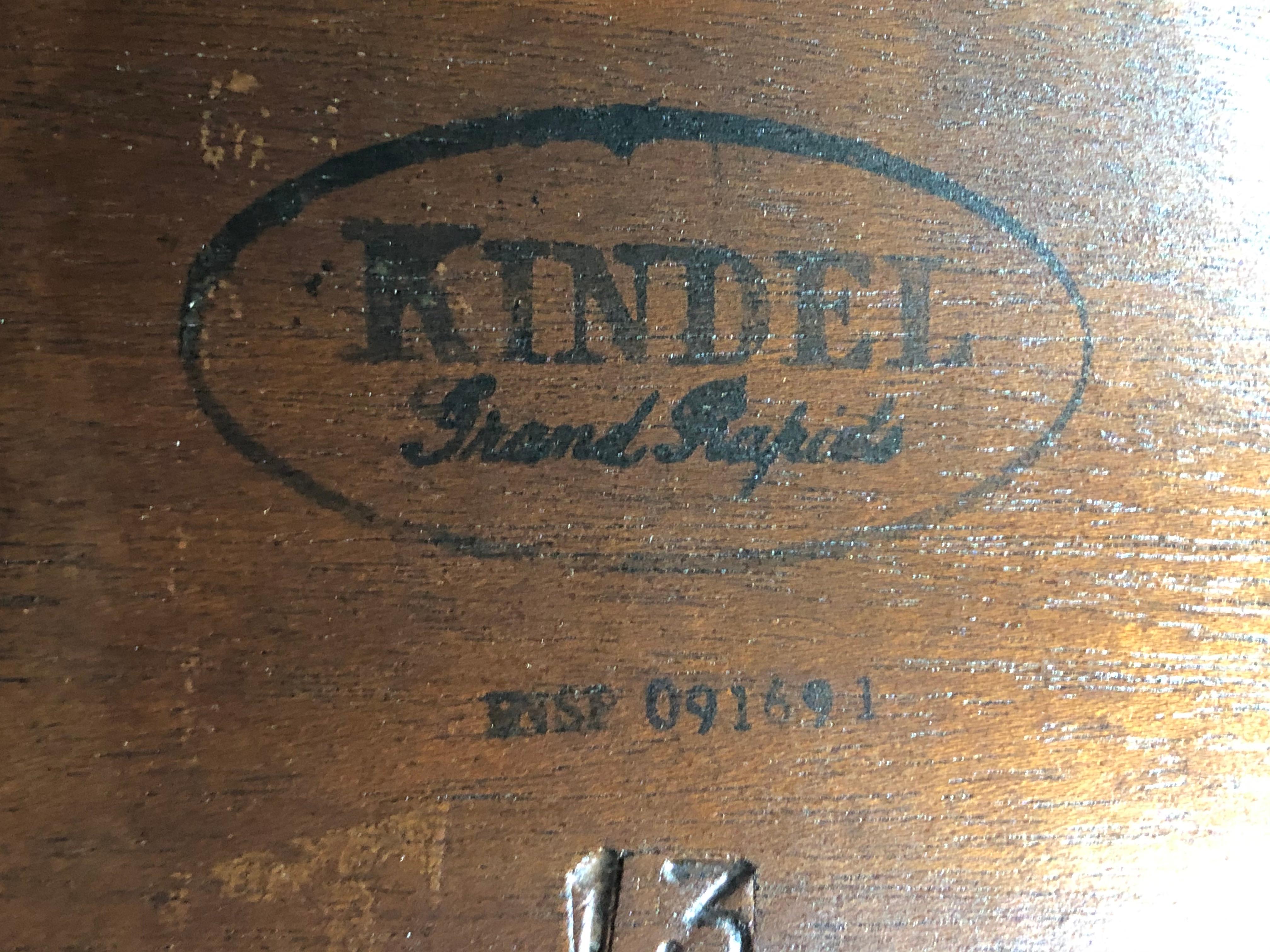 Kindel Furniture Neoclassical Banded Mahogany Dining Table, Newly Refinished 14
