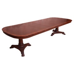 Kindel Furniture Neoclassical Banded Mahogany Dining Table, Newly Refinished