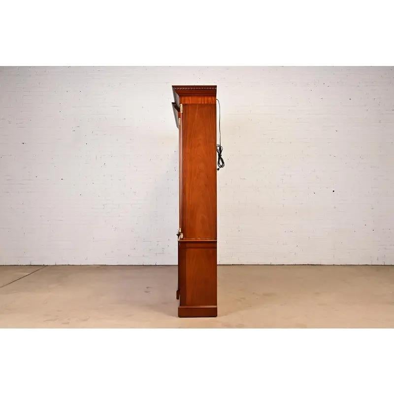 Kindel Furniture Neoclassical Carved Mahogany Breakfront Bookcase Cabinet For Sale 11