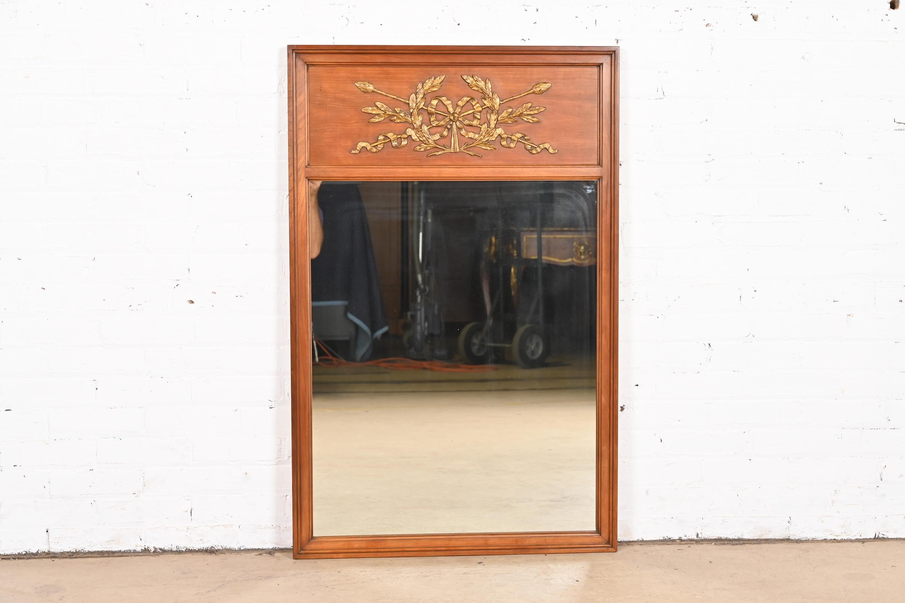 Mid-20th Century Kindel Furniture Neoclassical Cherry Wood and Gold Gilt Wall Mirror, Circa 1960s