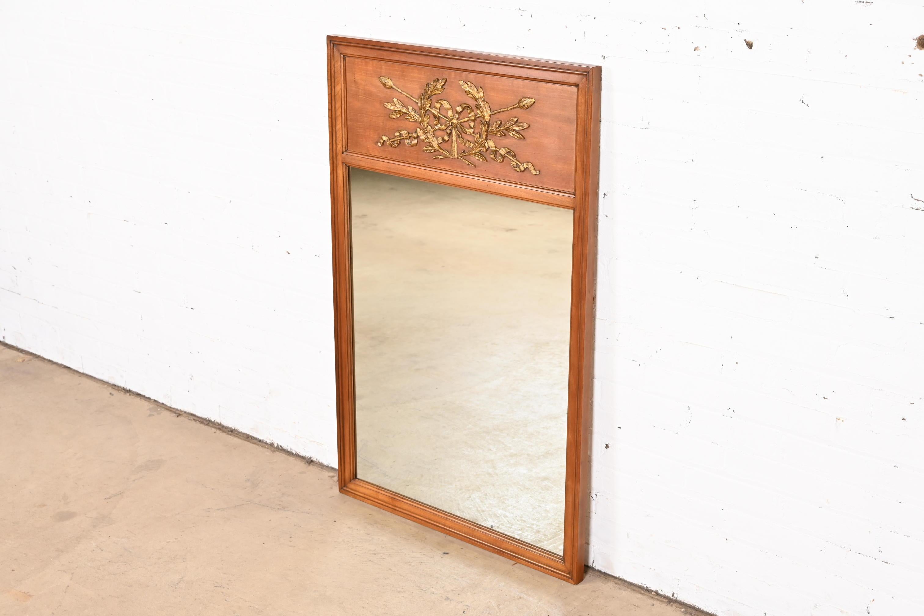 Kindel Furniture Neoclassical Cherry Wood and Gold Gilt Wall Mirror, Circa 1960s 1
