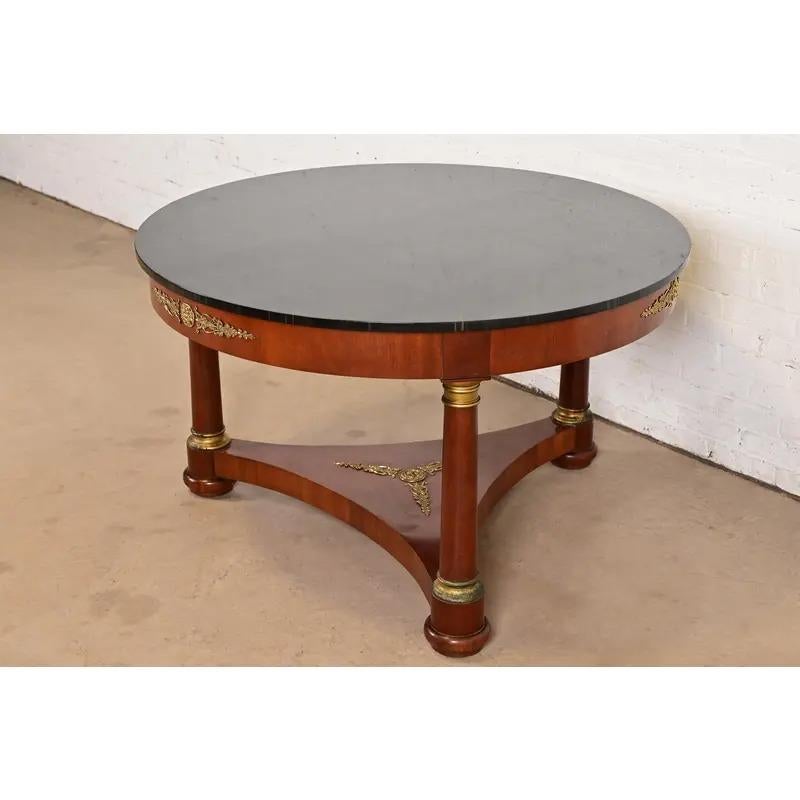 Kindel Furniture Neoclassical Faux Marble Top Center Table With Mounted Ormolu In Good Condition For Sale In South Bend, IN