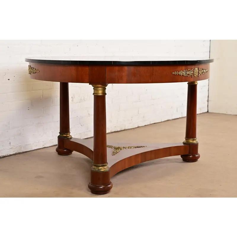 Late 20th Century Kindel Furniture Neoclassical Faux Marble Top Center Table With Mounted Ormolu For Sale