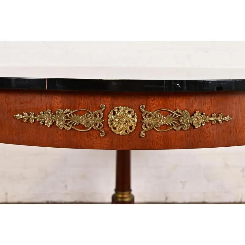 Brass Kindel Furniture Neoclassical Faux Marble Top Center Table With Mounted Ormolu For Sale