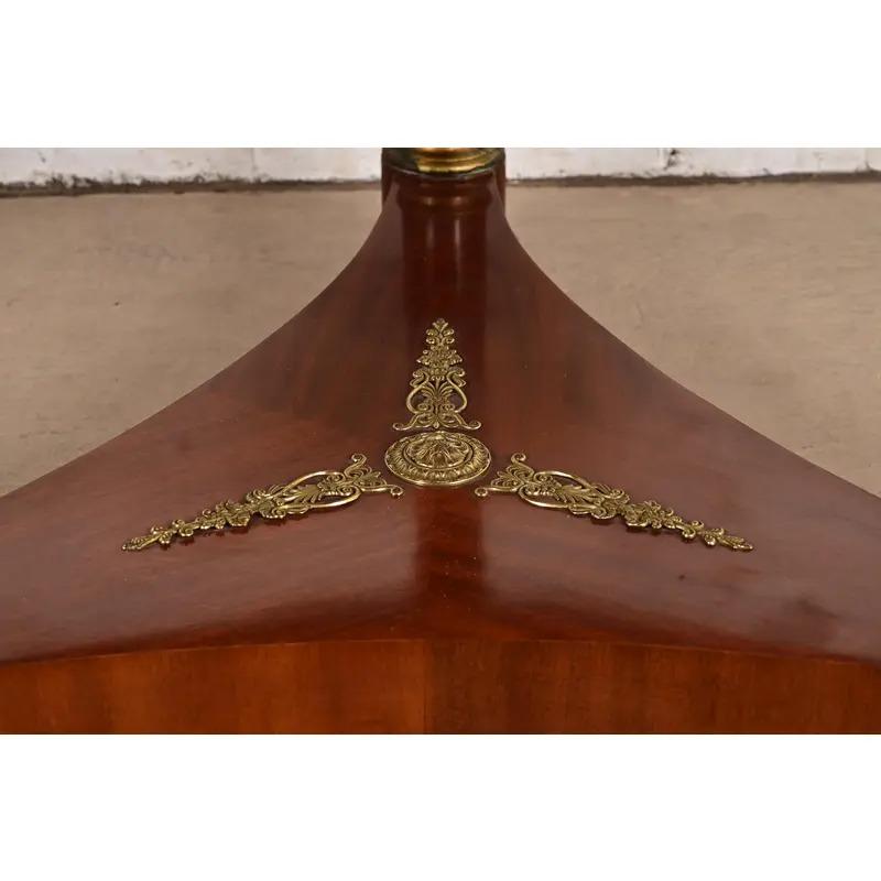 Kindel Furniture Neoclassical Faux Marble Top Center Table With Mounted Ormolu For Sale 2