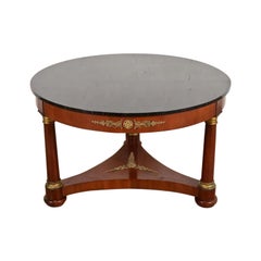 Kindel Furniture Neoclassical Faux Marble Top Center Table With Mounted Ormolu