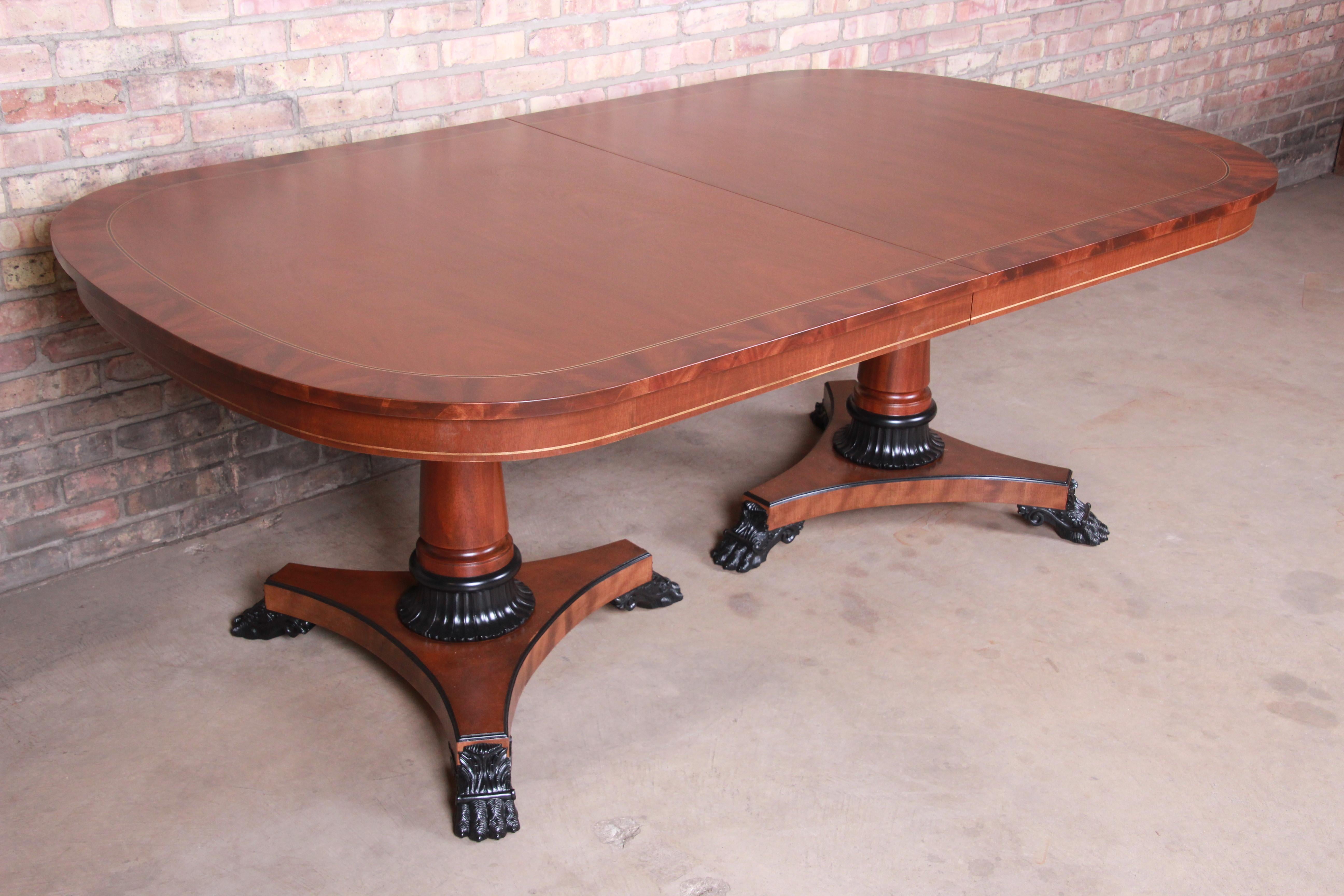 Kindel Furniture Neoclassical Mahogany Double Pedestal Dining Table, Refinished 4