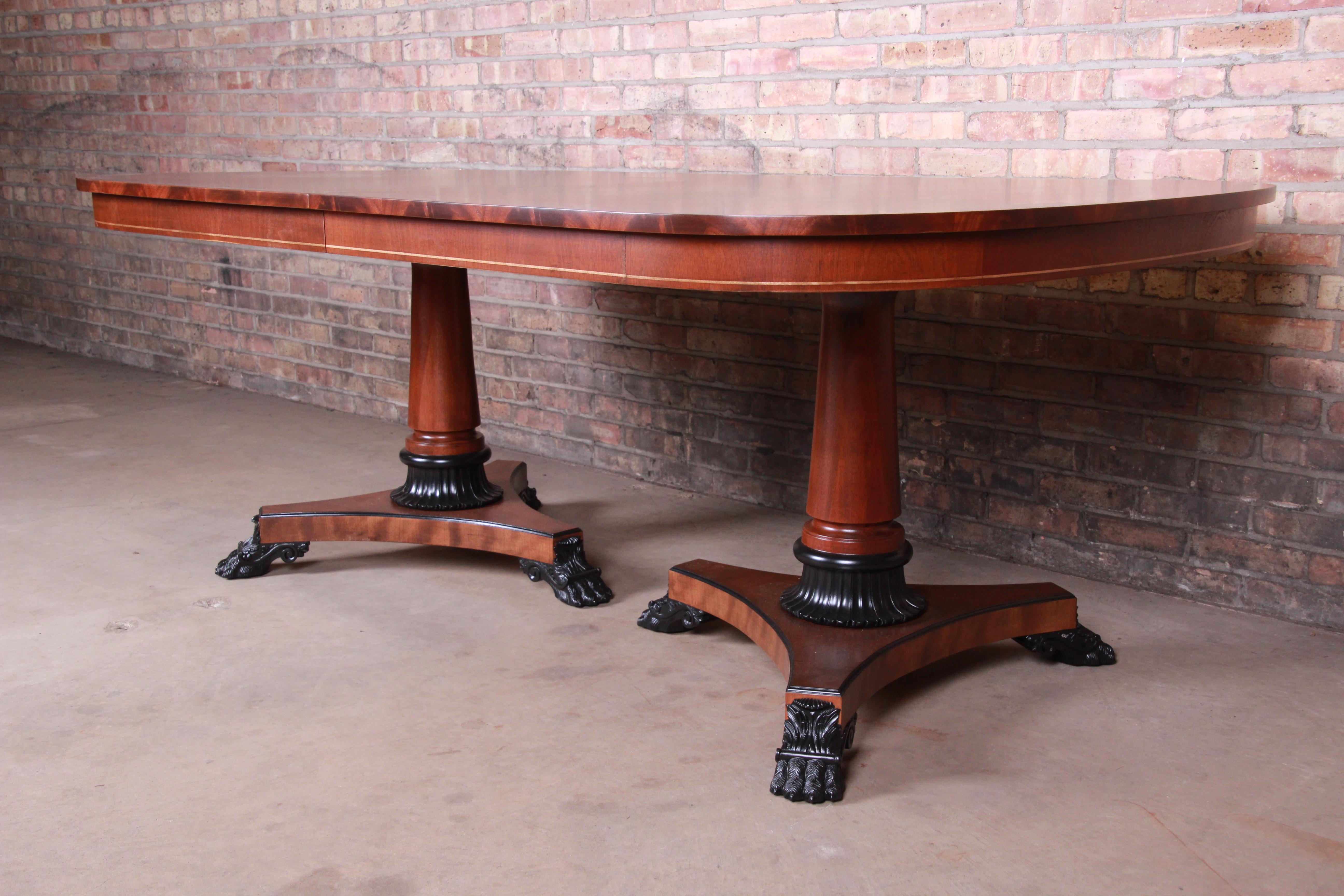 Kindel Furniture Neoclassical Mahogany Double Pedestal Dining Table, Refinished 3