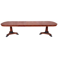 Kindel Furniture Neoclassical Mahogany Double Pedestal Dining Table, Refinished
