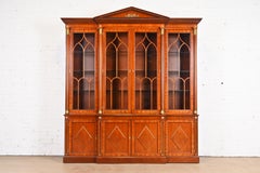 Kindel Furniture Neoclassical Mahogany Lighted Breakfront Bookcase Cabinet