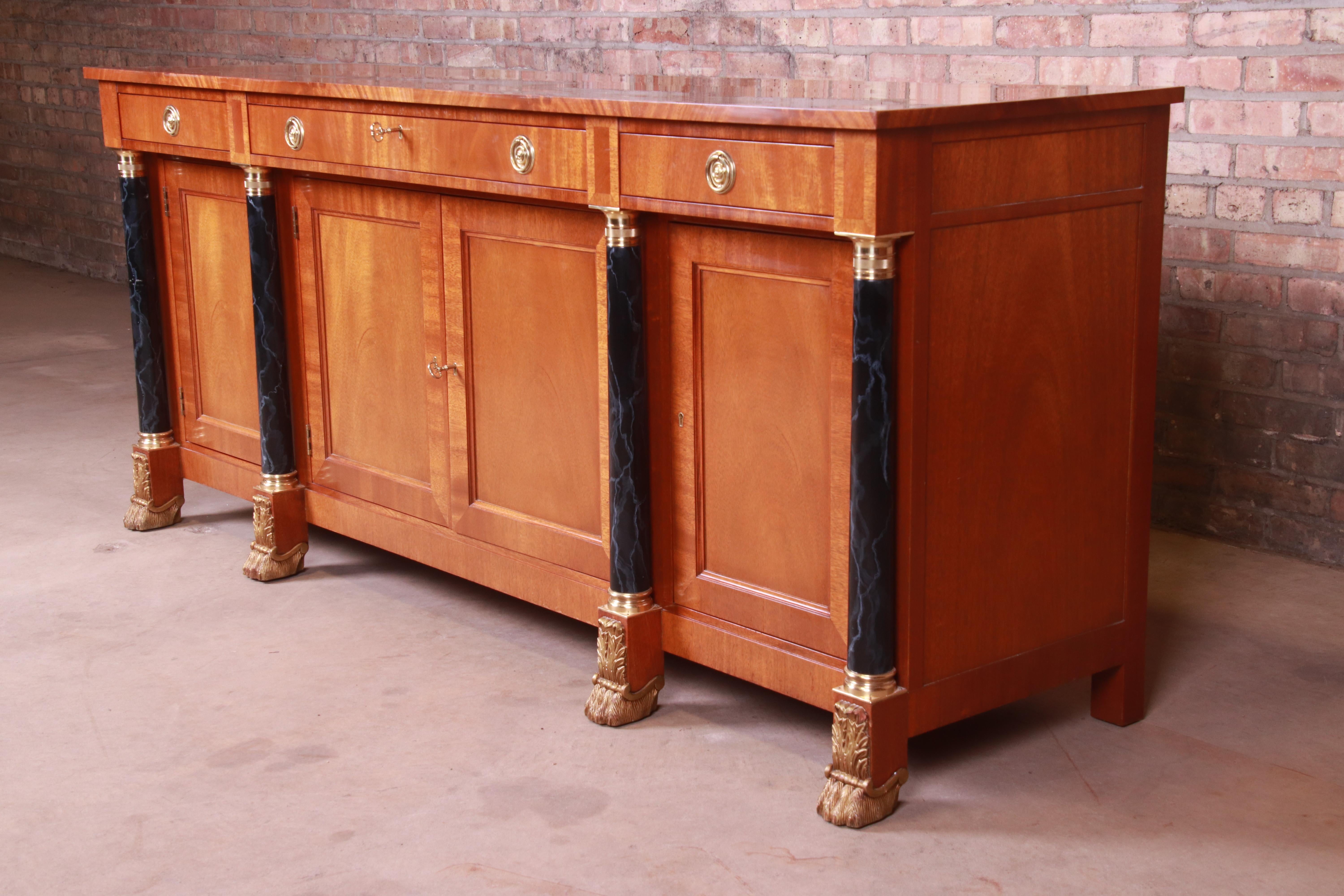 Kindel Furniture Neoclassical Mahogany Sideboard or Bar Cabinet In Good Condition In South Bend, IN